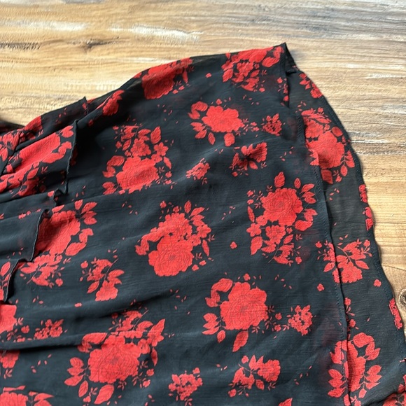 Zara Red/Black Floral LongSleeved Dress - Picture 5 of 6